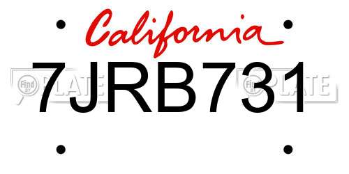 7JRB731 California License Plate