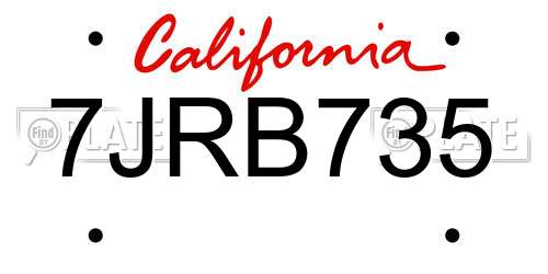 7JRB735 California License Plate