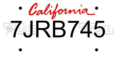 7JRB745 California License Plate