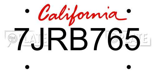 7JRB765 California License Plate