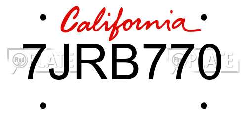 7JRB770 California License Plate