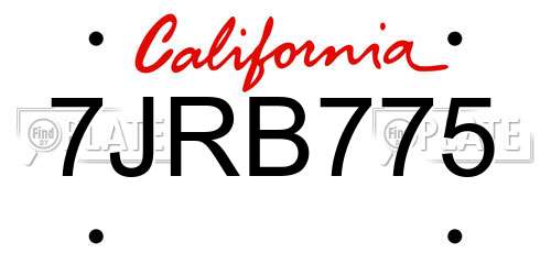 7JRB775 California License Plate