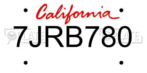 7JRB780 California License Plate