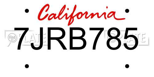 7JRB785 California License Plate