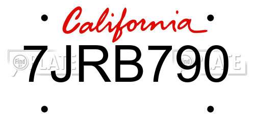 7JRB790 California License Plate