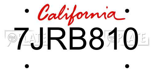 7JRB810 California License Plate