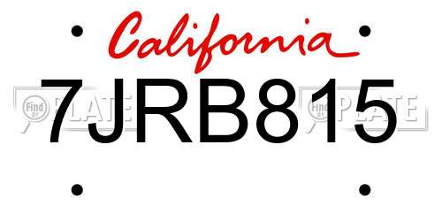 7JRB815 California License Plate