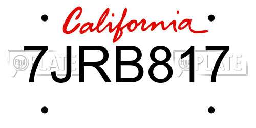 7JRB817 California License Plate