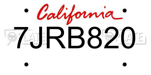 7JRB820 California License Plate