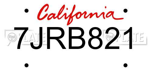 7JRB821 California License Plate
