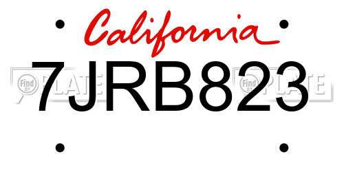7JRB823 California License Plate