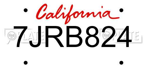 7JRB824 California License Plate