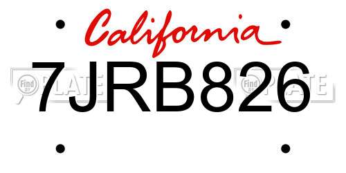 7JRB826 California License Plate