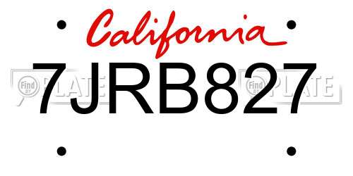 7JRB827 California License Plate