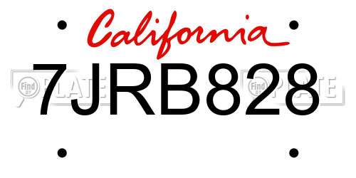 7JRB828 California License Plate