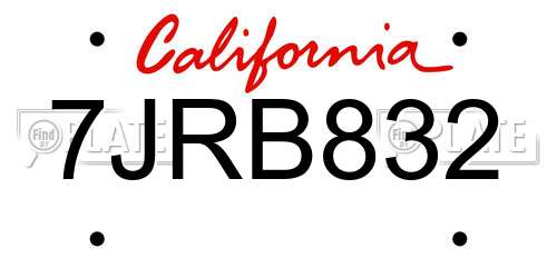 7JRB832 California License Plate