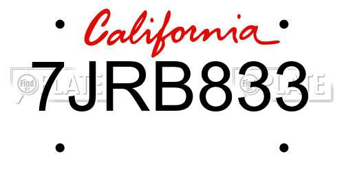 7JRB833 California License Plate