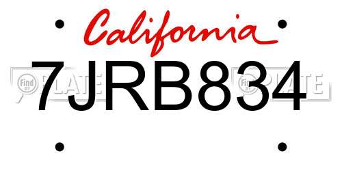 7JRB834 California License Plate