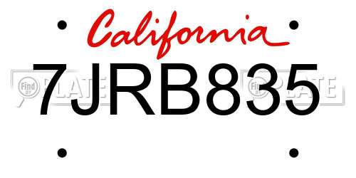 7JRB835 California License Plate