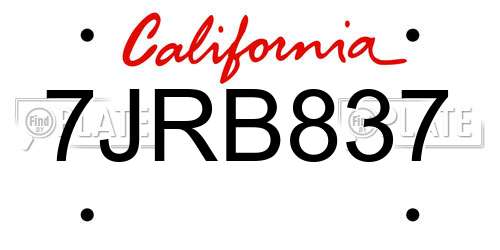 7JRB837 California License Plate