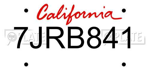 7JRB841 California License Plate