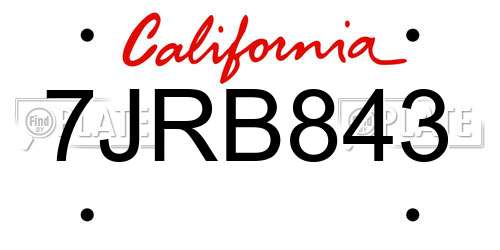 7JRB843 California License Plate