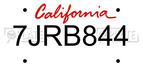 7JRB844 California License Plate