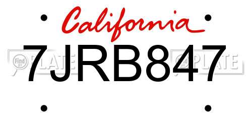 7JRB847 California License Plate