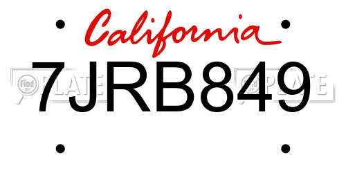 7JRB849 California License Plate