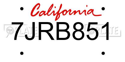 7JRB851 California License Plate