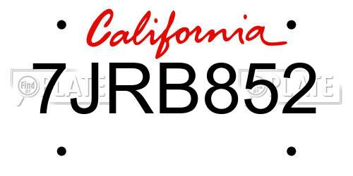 7JRB852 California License Plate
