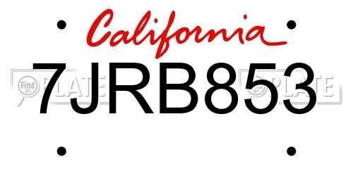 7JRB853 California License Plate