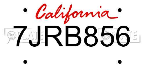 7JRB856 California License Plate