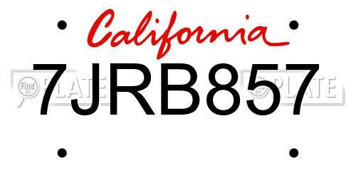 7JRB857 California License Plate