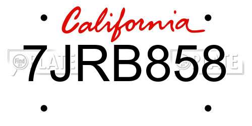 7JRB858 California License Plate