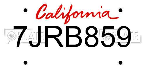 7JRB859 California License Plate