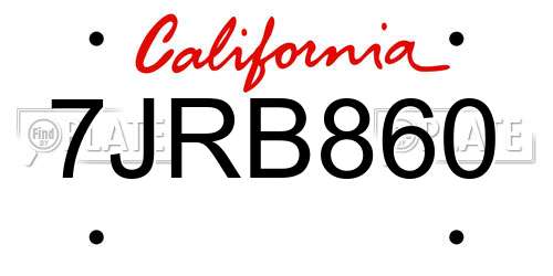 7JRB860 California License Plate