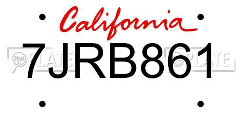 7JRB861 California License Plate