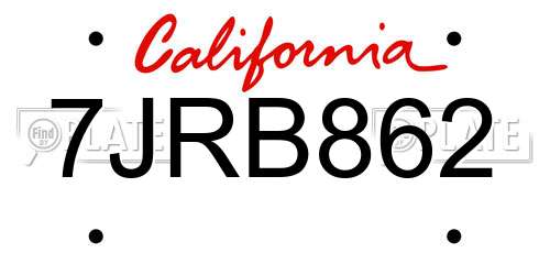 7JRB862 California License Plate