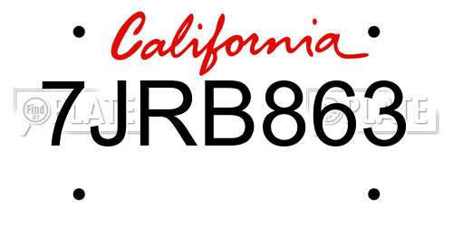 7JRB863 California License Plate