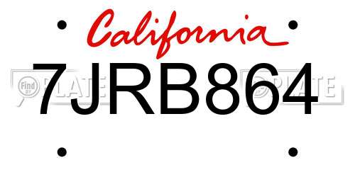 7JRB864 California License Plate