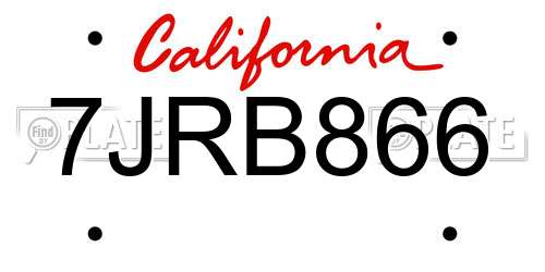 7JRB866 California License Plate