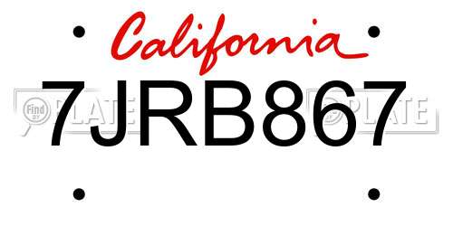 7JRB867 California License Plate