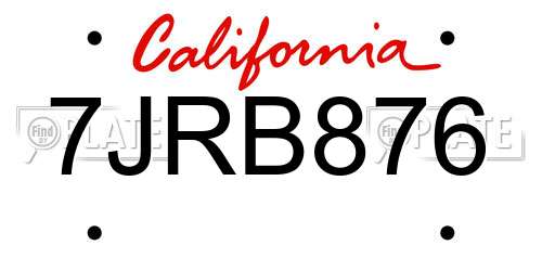 7JRB876 California License Plate