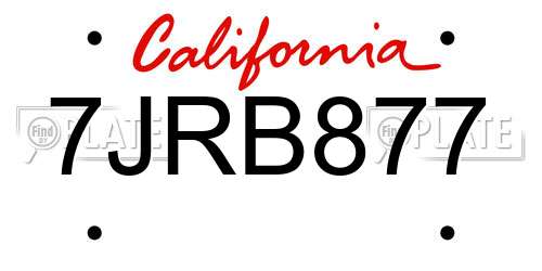 7JRB877 California License Plate