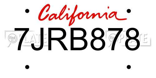 7JRB878 California License Plate