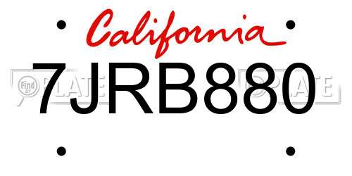 7JRB880 California License Plate