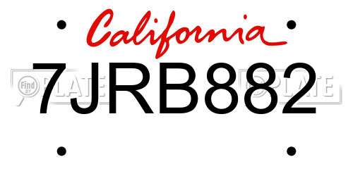7JRB882 California License Plate