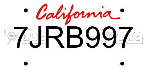 7JRB997 California License Plate