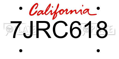 7JRC618 California License Plate